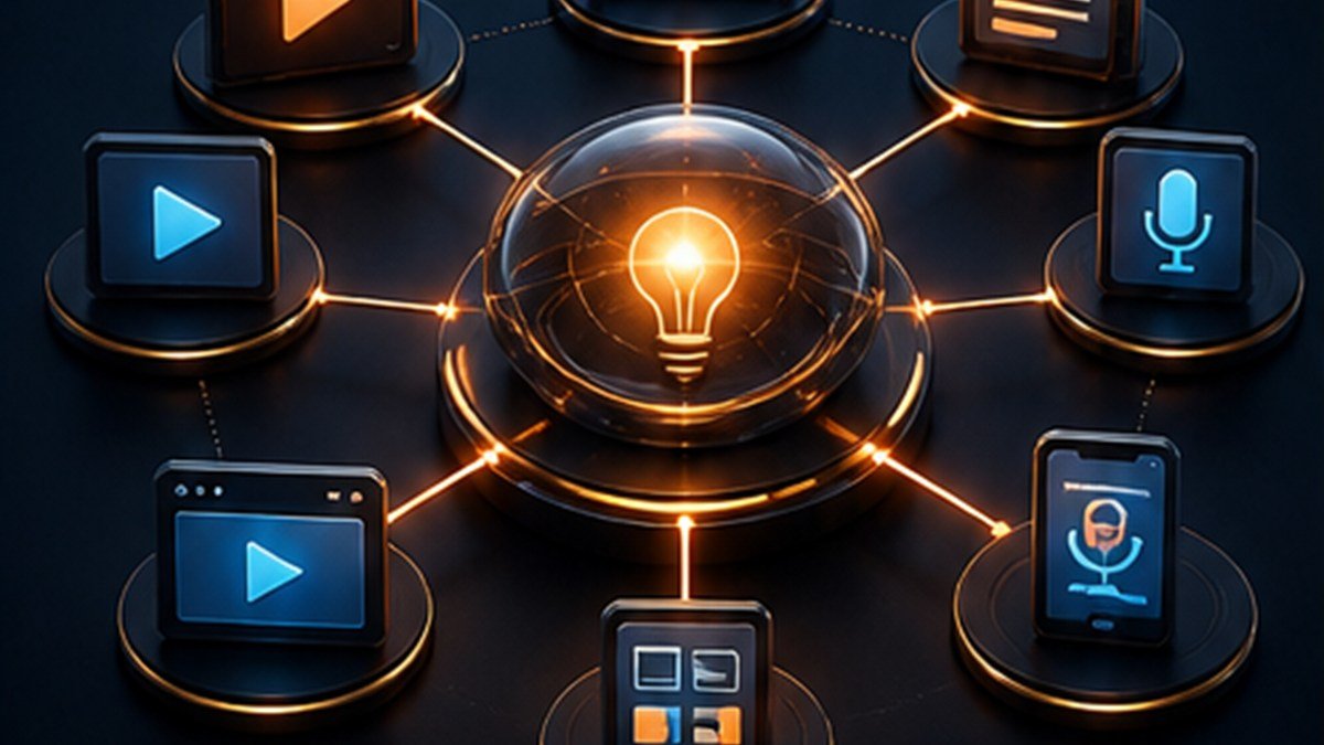 Repurpose One Expert Idea Into a Month of Content — ClientForgeHQ editorial illustration